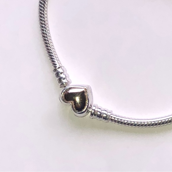 Pandora 14k Gold Domed Heart Clasp Bracelet with Charms - Picture 10 of 15